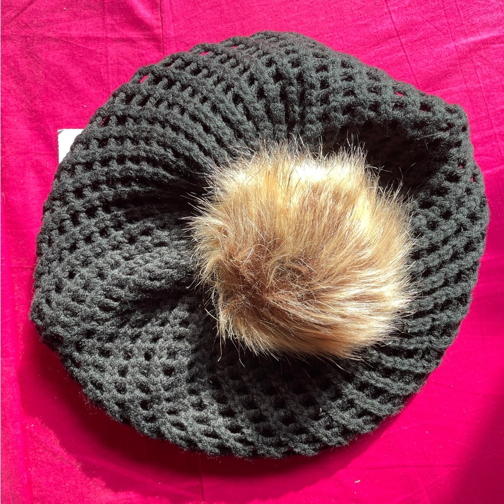 NWT  Black crochet knit hat new with tags